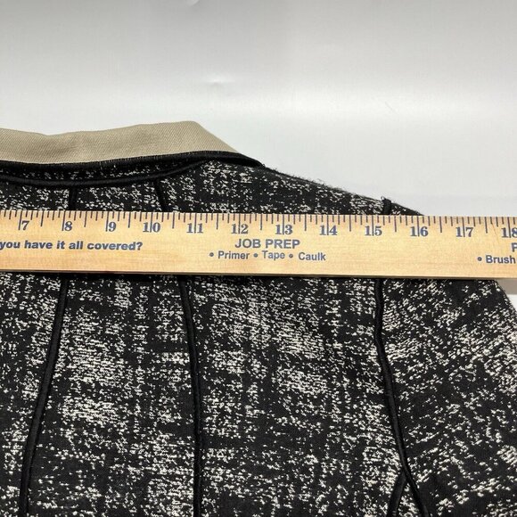 Lafayette 148 New York BlazerJacket Size 6 Black‎ Plaid Cotton Linen Academia - Picture 14 of 16
